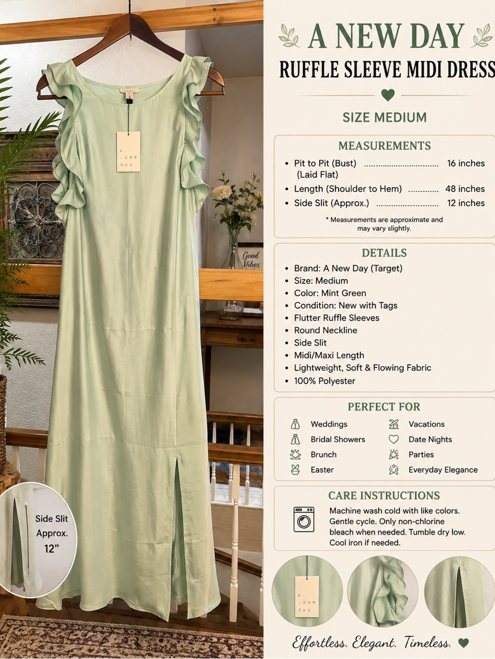 a new day Light Green Ruffle Maxi Dress